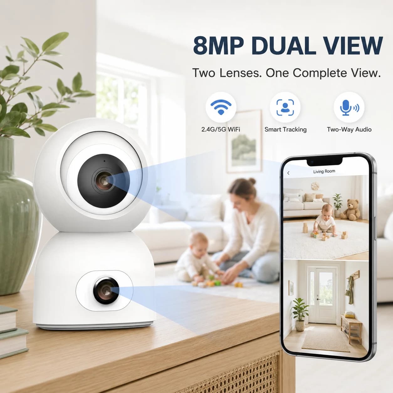 Tuya 5MP 2K Indoor WiFi Security Camera AI Auto Tracking Baby Monitor PTZ Camera Wireless CCTV Home Surveillance Two Way Audio