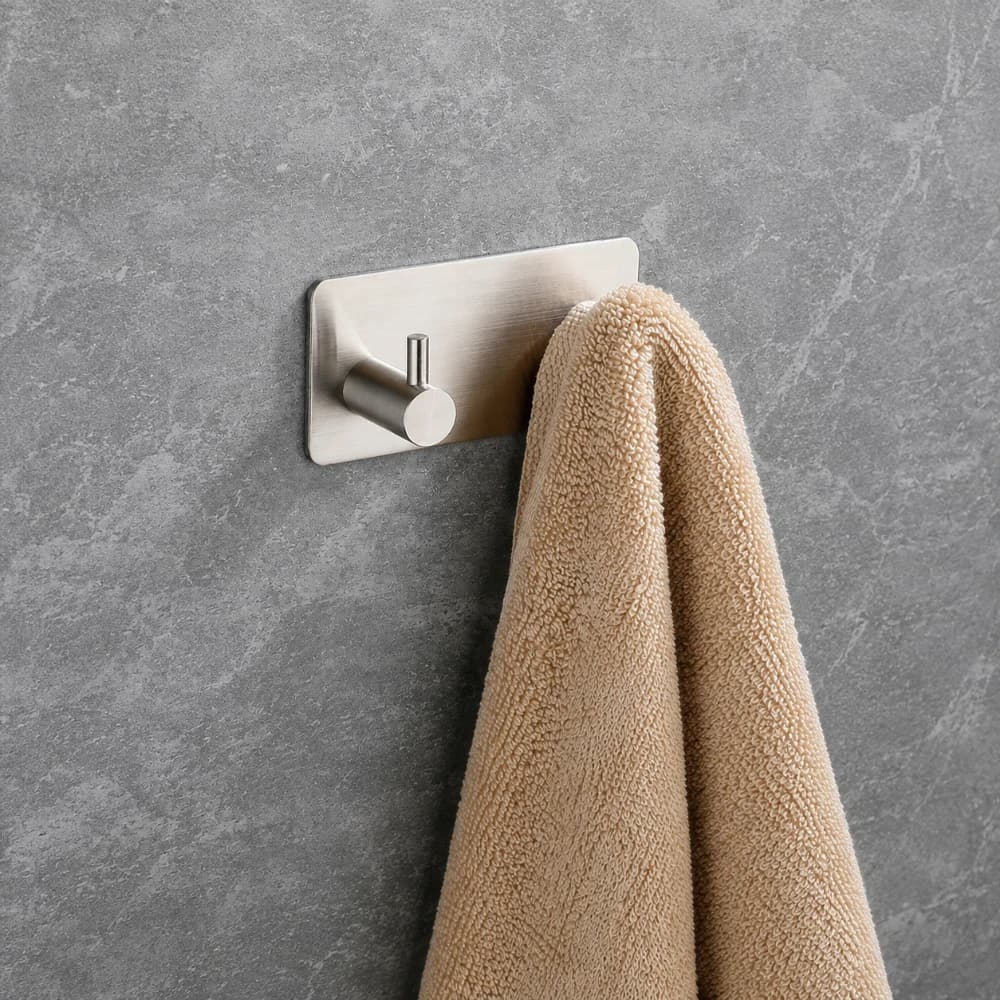 Rustproof Stainless Steel Multi‑Purpose Wall Hanger Self‑Adhesive Sticky Hooks for Hanging Towel Robe Clothes Coat in Bathroom