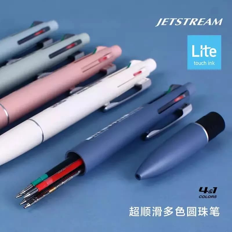 Penna multifunzione Uni Mitsubishi, set di penne a sfera e matite 4 in 1 con inchiostro touch Jetstream Lite 0,5 Rollerball ricaricabile modulare giapponese