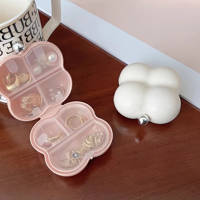 Mini cloud-shaped jewelry box in 2 pieces - multi-spart portable portable storage box for rings, necklaces, earrings and bracelets