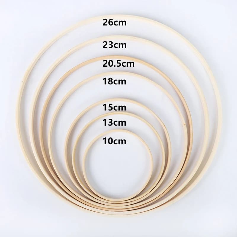 New Dream Bamboo Rings,Wooden Circle Round Catcher DIY Hoop for Flower Wreath House Garden Plant Decor Hanging Basket 13Cm