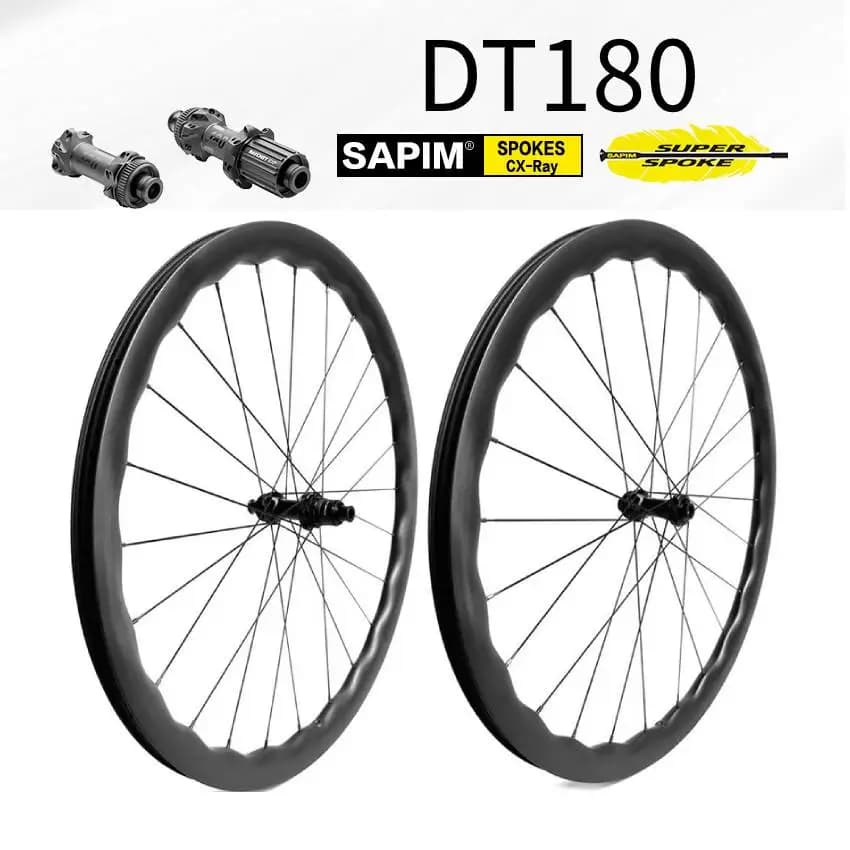 Airwolf Super Light 6560 larghezza 28mm Ruote in carbonio Freno a disco 700c Set di ruote per bici da strada DT180 Cerchio in carbonio Blocco centrale Ciclismo su strada