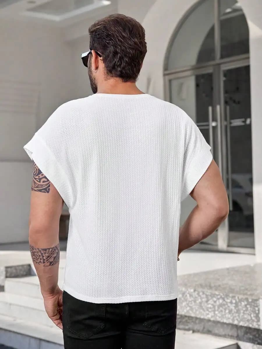 Men Batwing Sleeve Short Sleeve Plain Casual T-Shirt