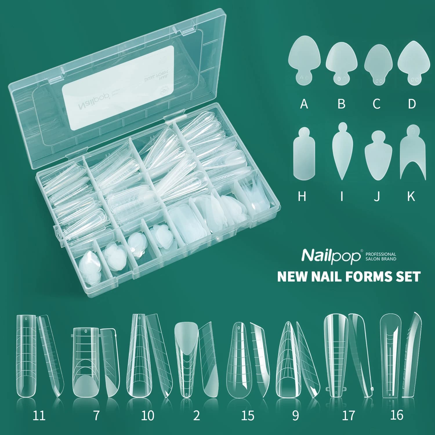Set di Forme Doppie e Cuscinetti in Silicone Nailpop, Stampi Riutilizzabili con Scala, Varie Forme e Dimensioni Disponibili per Estensione Unghie, Strumenti per Manicure