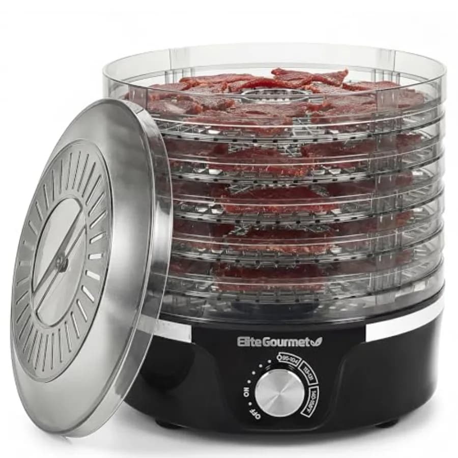 Essiccatore per Alimenti EFD319 con 5 Vassoi Senza BPA da 29 cm, Controlli di Temperatura Regolabili per Carne Essiccata, Erbe, Frutta, Verdura e Snack Secchi