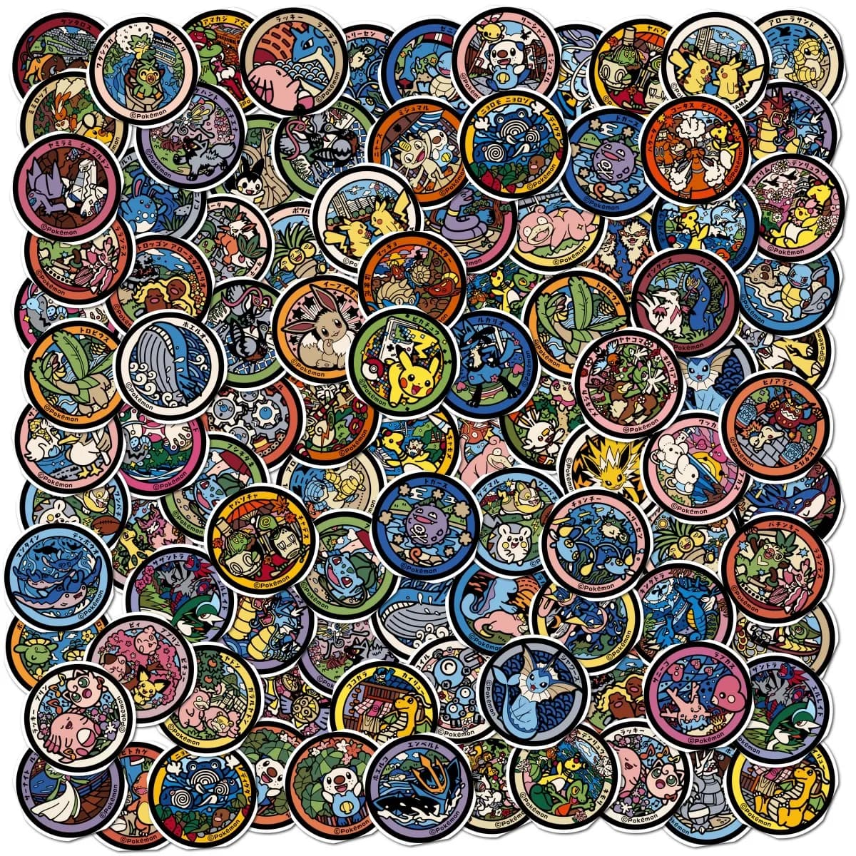 108 Adesivi Kawaii di Pikachu e Pokemon, Simpatici Decalcomani di Eevee, Cartoni Animati, per Laptop, Scrapbook, Telefono, Giocattoli per Bambini