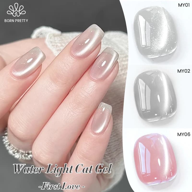 BORN PRETTY 10ML Smalto per unghie gel magnetico Water Light Cat Serie First Love per manicure Fai da te a casa Unghie in vetro gelatina rosa nudo
