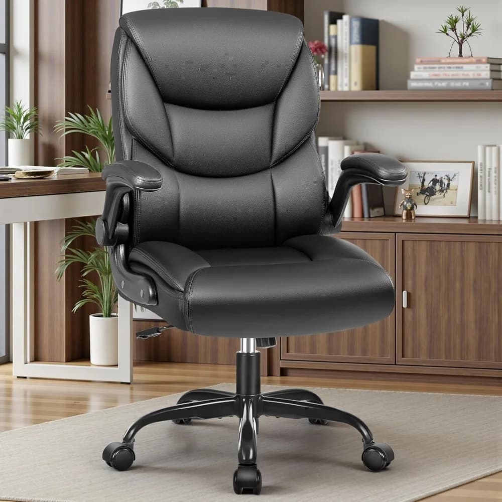 sedia da ufficio direzionale in pelle PU, sedia ergonomica per computer e gaming con schienale alto con altezza regolabile, girevole e ribaltabile