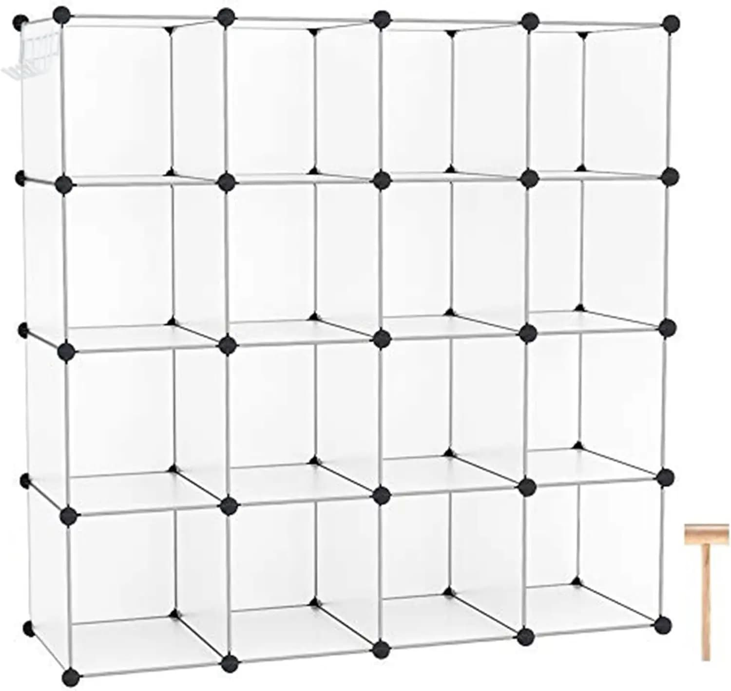Organizzatore a 16 cubi, scaffali modulari per armadio, cubi in plastica fai-da-te per la casa, 48,4"L x 12,4"W x 48,4"H