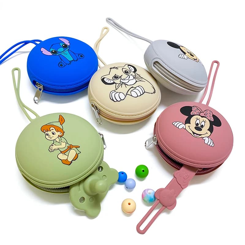 1PC Cartoon Character Silicone Baby Nipple Bag Portable Pacifier Holder Case