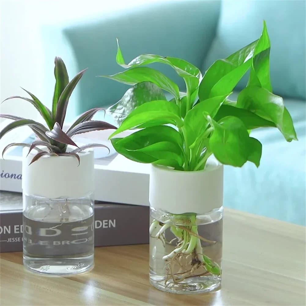Mini Hydroponic Flower Pot Transparent Soilless Plant Vase Home Decor Imitation Glass Green Plant Pot for Desktop Window