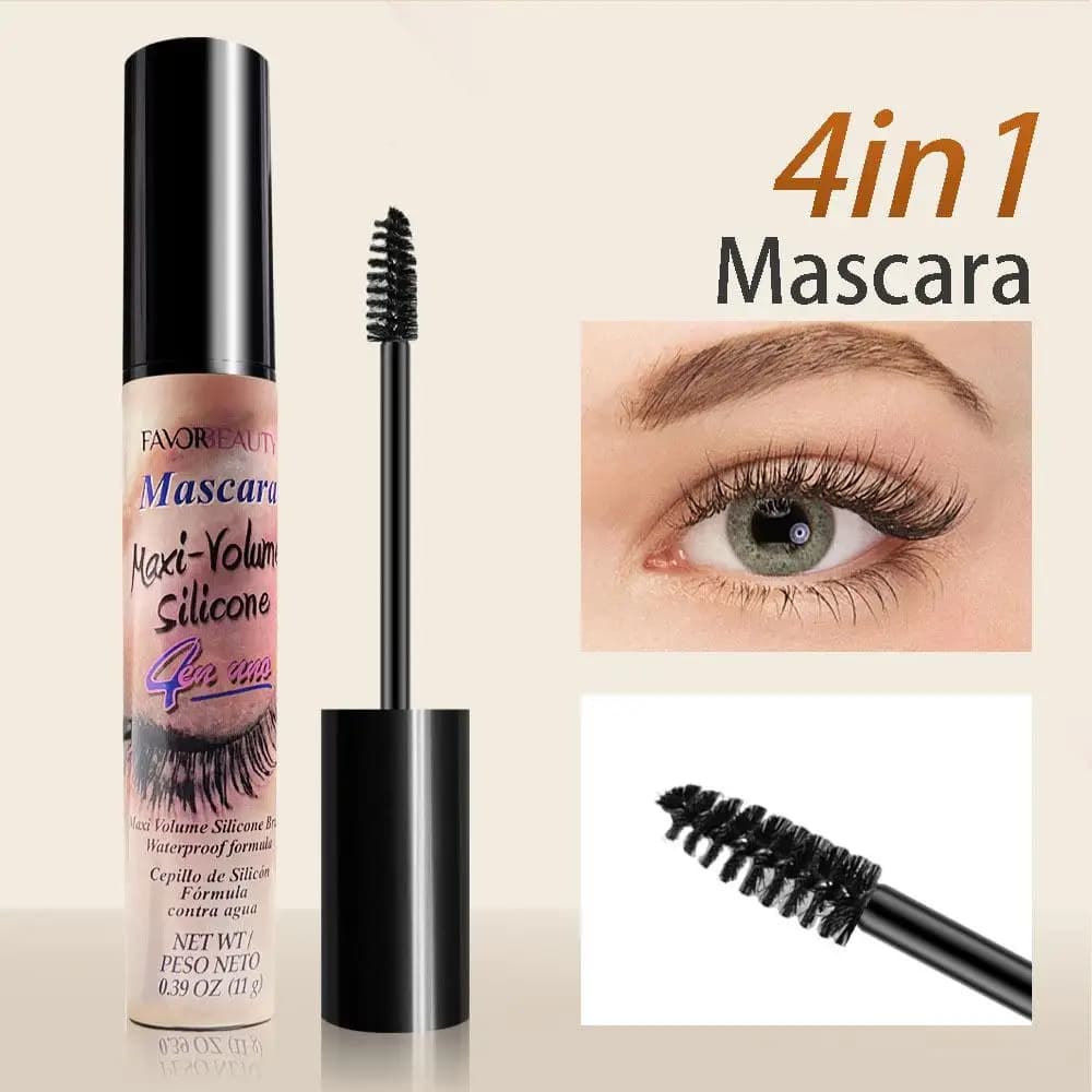 Mascara 4 in 1 Curling Volumizing & Lengthening Effect Eye Makeup Smudge-Proof Mascara Long-Wearing Nourishing Lash No Clumping