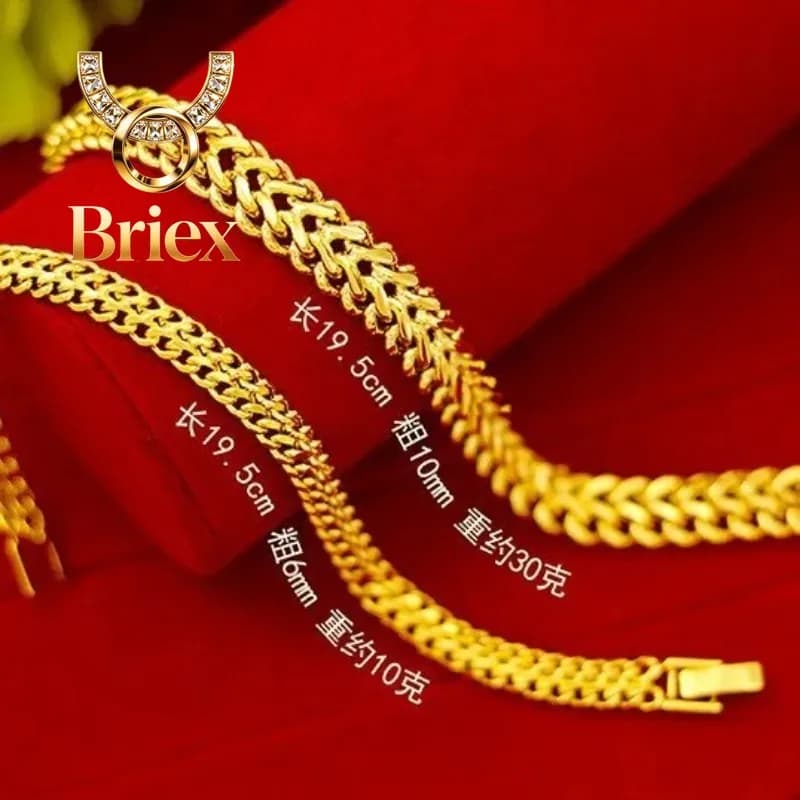 Bracciale a catena di serpente Briex Jewelry Luxury in oro puro 24K 9999, vero oro, 10MM 6MM, per uomo e donna
