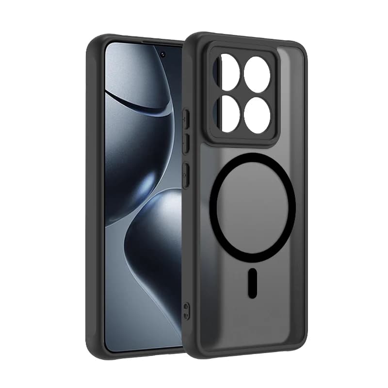 Custodia Magnetica Opaca Traslucida per Magsafe per Xiaomi 17 Pro Max 15 14T Pro 15 Ultra, Protezione Antiurto, Cover Nera