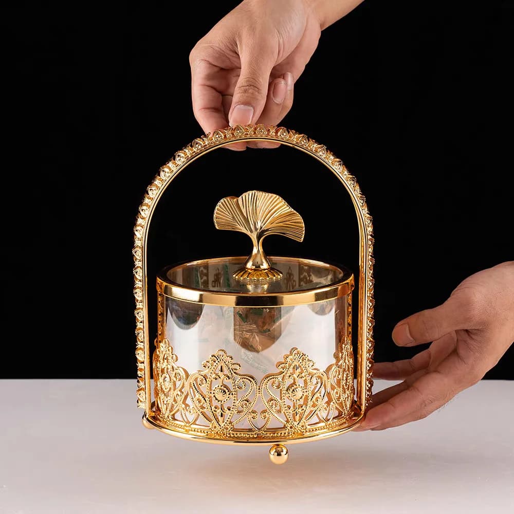 Piatto portaoggetti in vetro di cristallo con vaso per snack portatile leggero e di lusso. Pendolo decorativo per tavolino da salotto europeo