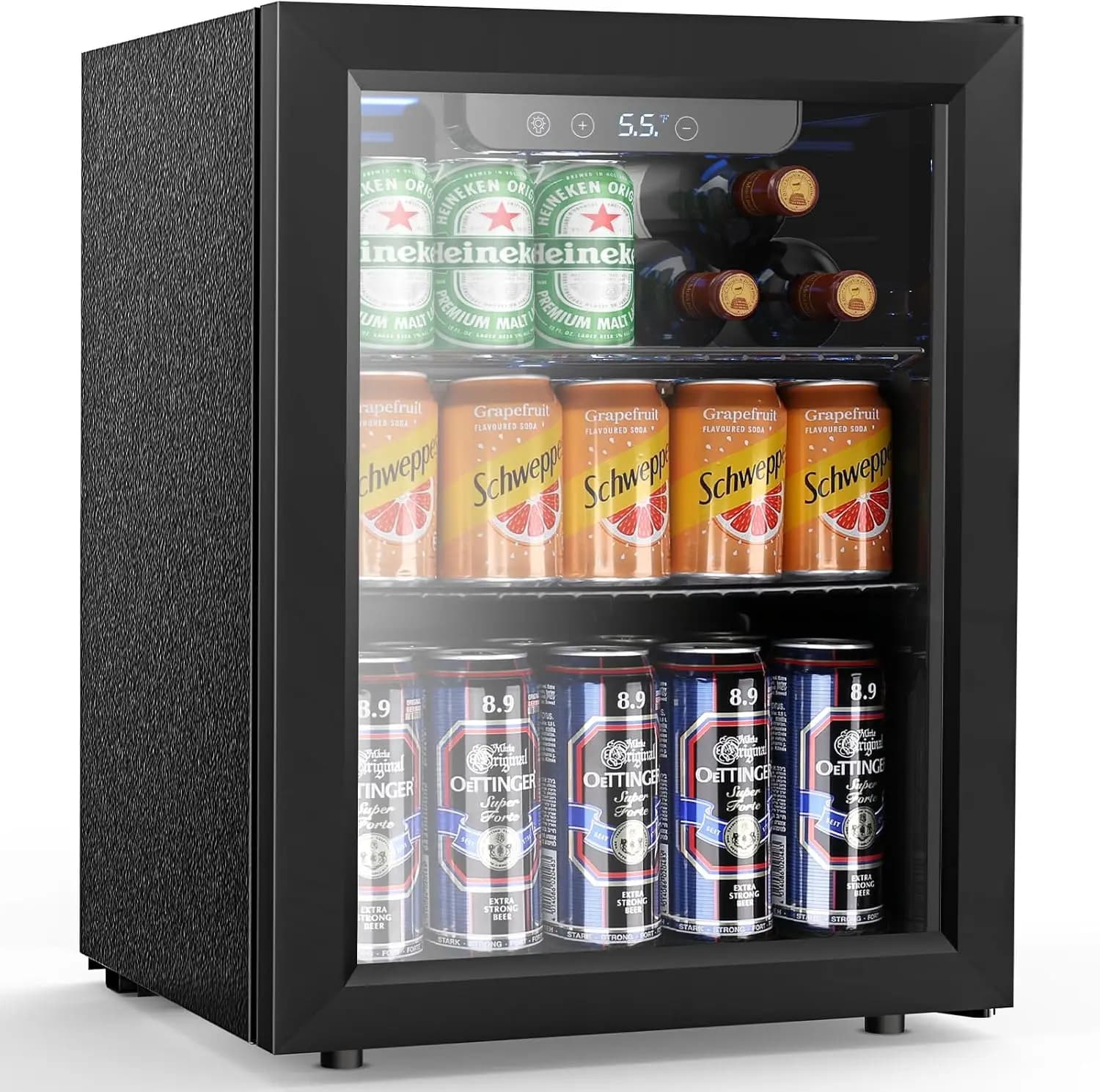 Mini Frigorifero da 1,7 piedi cubi con Porta in Vetro e Controllo Digitale della Temperatura per Birra, Bevande Gassate, Vino in Casa, Ufficio, Bar