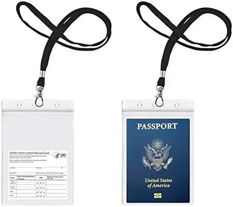 Confezione da 2 Porta Badge in PVC Trasparente con Cordino Nero da 18 Pollici per Passaporti e Carte