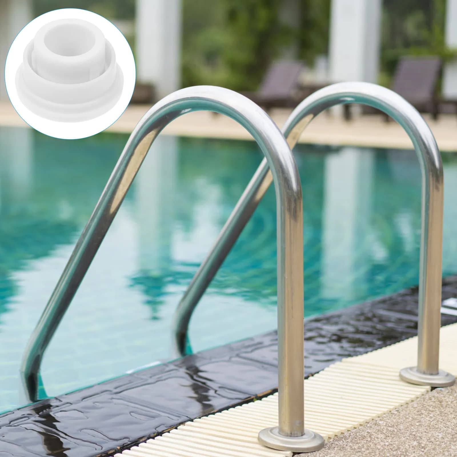 2Pcs Pool Ladder Caps Bumper Rubber Stopper Plug for Swimming Pool Ladder Protection Vinyl Liner Gunite Guard Easy Install