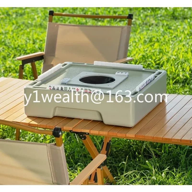 Outdoor portable automatic mahjong machine - mini mahjong for outdoor camping, dorms, and travel Table with 144pcs 24MM Tiles