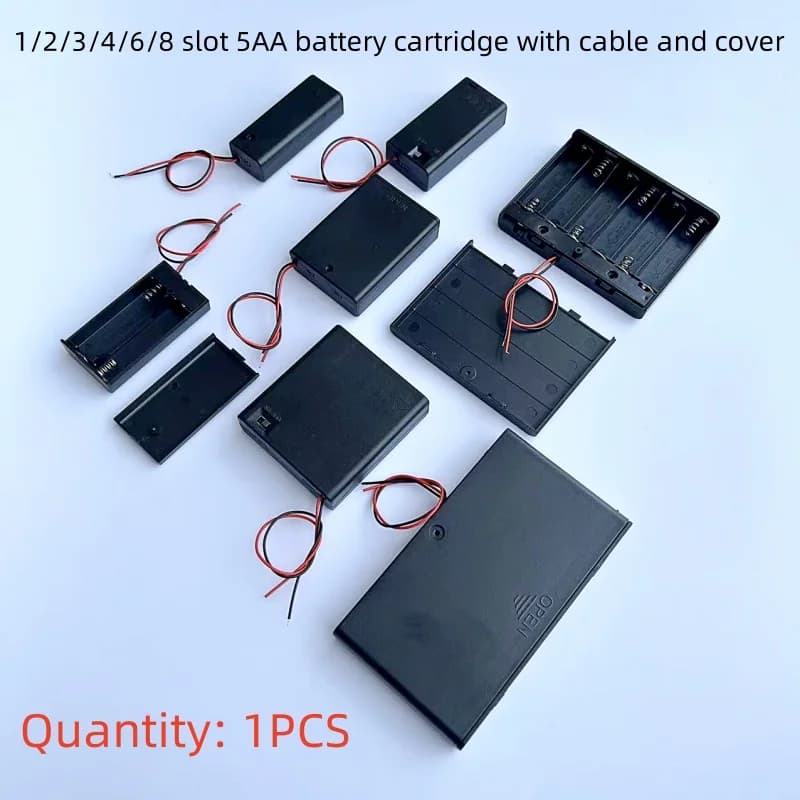 1/2/3/4/6/8 slots AA battery holder 5AA battery storage box with lead on/off switch nut shell back cover battery compartment