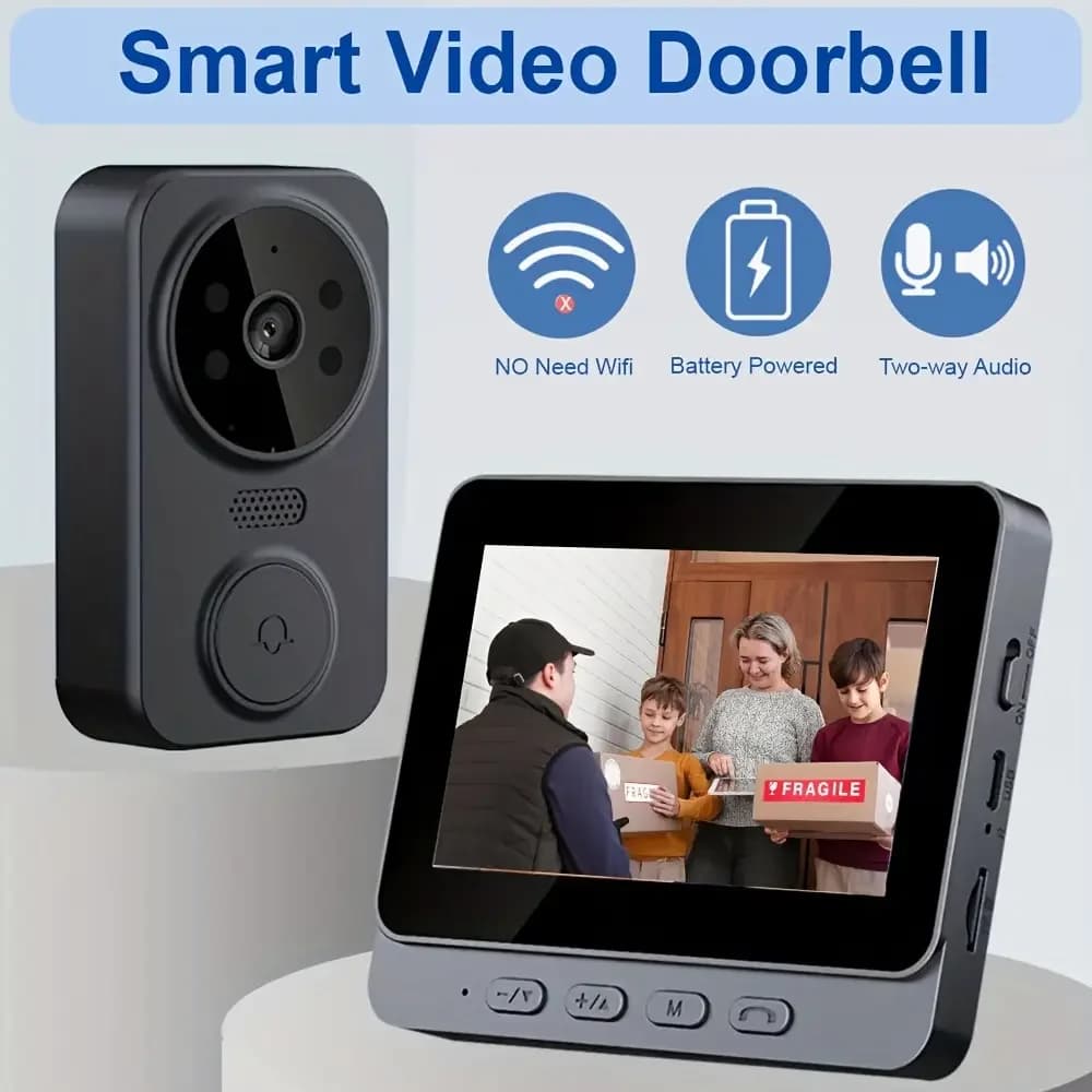 Campanello Video Wireless Smart FHD 1080P con Visione Notturna, WiFi 2.4G, Rilevamento Movimento, Audio Bidirezionale, Archiviazione Cloud in Tempo Reale