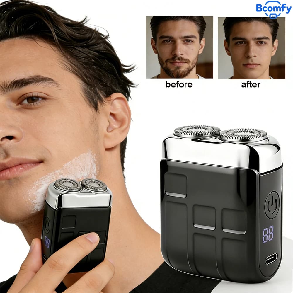 Mini Electric Razor for Man, Portable, Waterproof, USB-C Rechargeable, Travel Rotating Rulebar, Electric Razor Wet/Dry