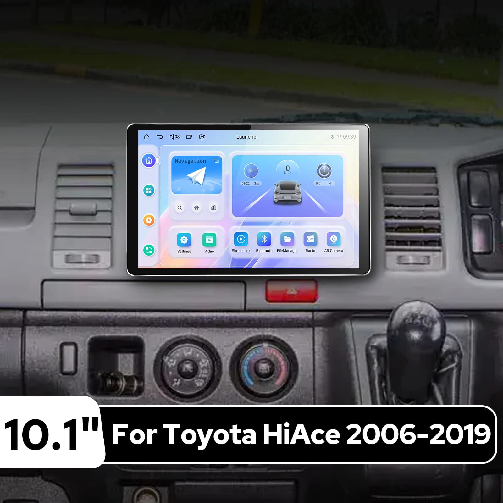 Autoradio Android 10.1" HD1280×800 4GB RAM 64GB ROM per Toyota HiAce 2006-2019 Lettore multimediale CarPlay Android Auto