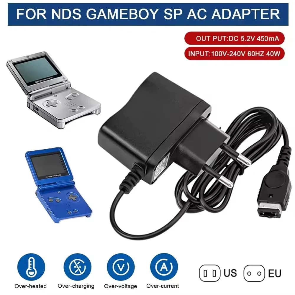 Adattatore caricabatterie AC per DS NDS GBA SP Gameboy Advance SP, cavo di alimentazione con spina EU/US per accessori Nintendo