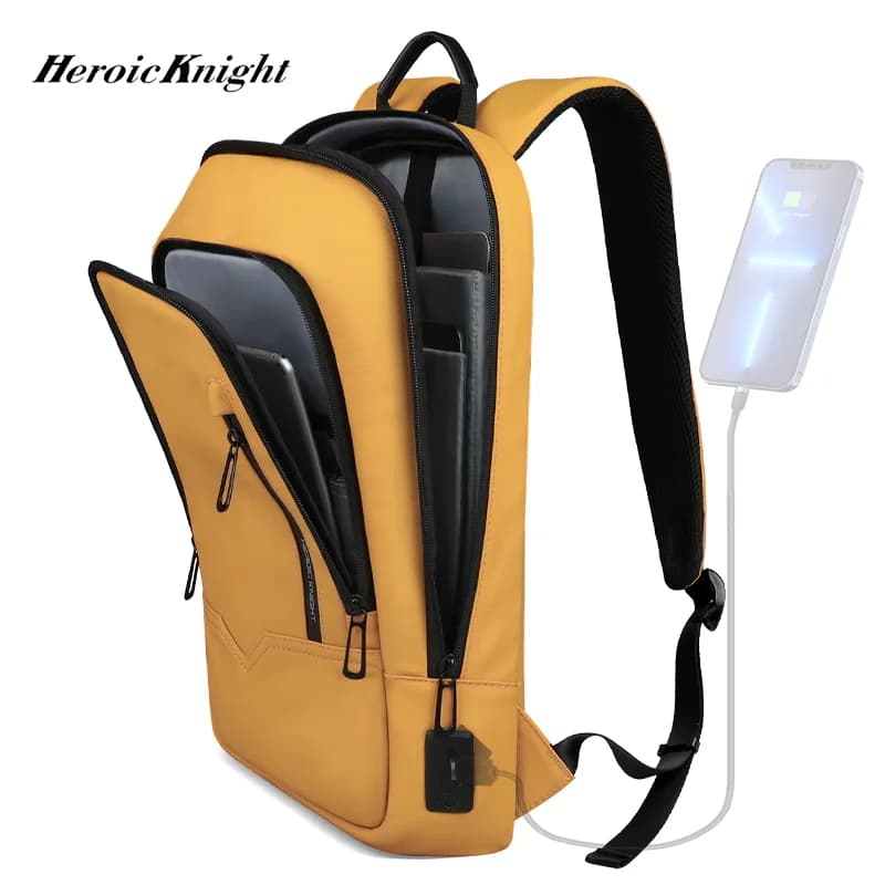 Heroic Knight Thin Male Work Backpack Multifunctional Fashion 15.6 In Laptop Backpack Casual Waterproof Business Travel Daypack