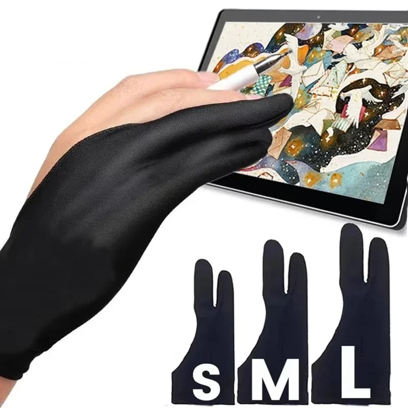 Guanto anti-touch a due dita per artisti grafici, guanti da disegno e pittura, guanti anti-sporco per schermi di tablet, per Apple iPad Air Tablet