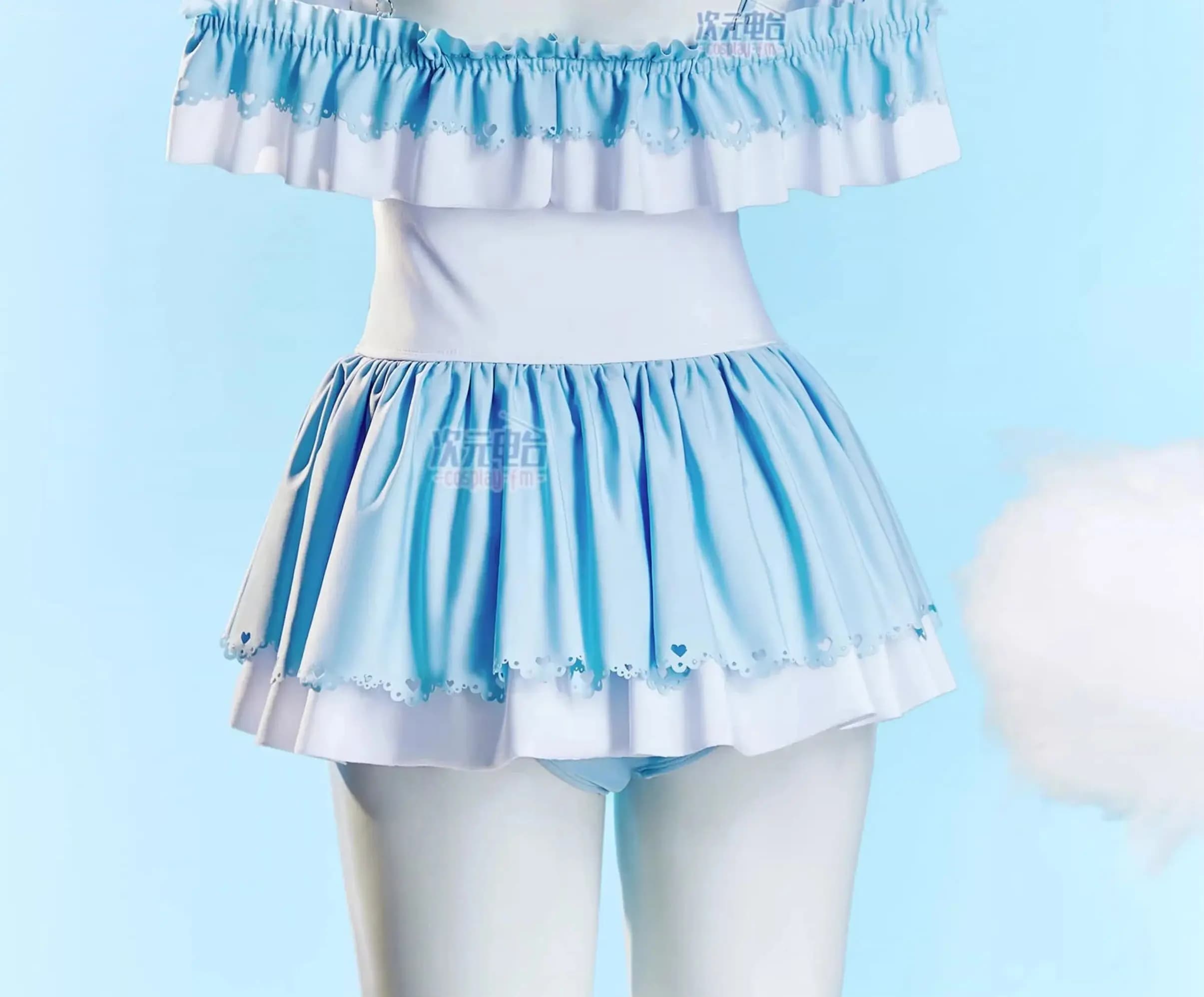 Costume cosplay Cinnamoroll, grazioso costume intero da ragazza con imbottitura rimovibile per bagno termale e nuoto 1/3 Delusion
