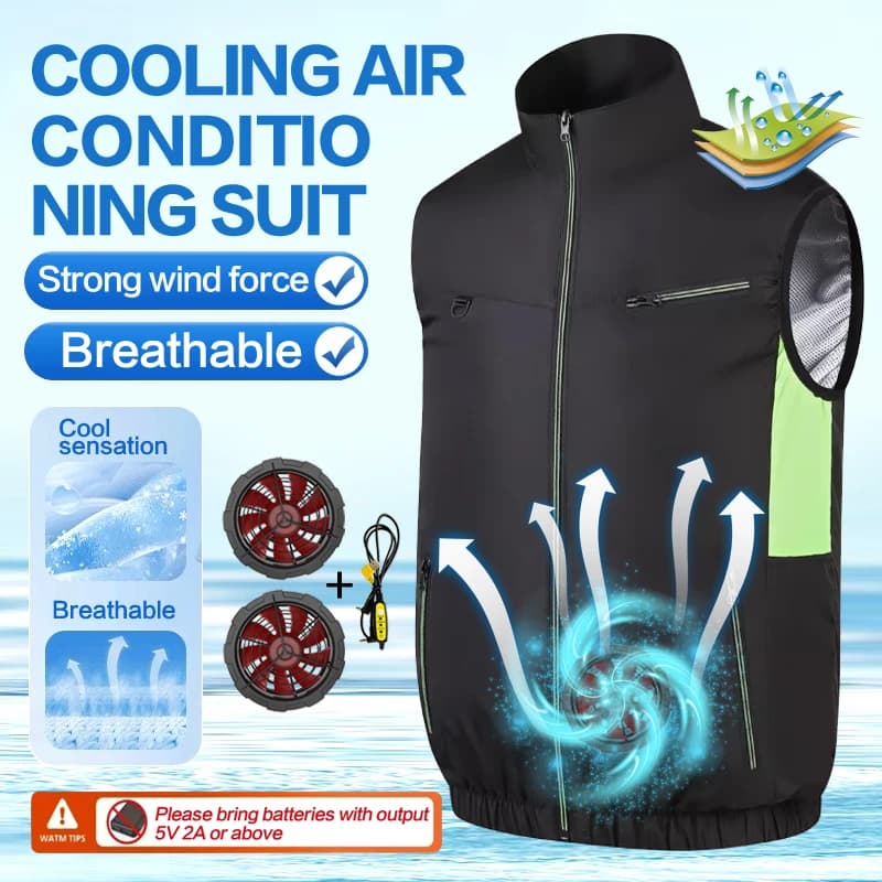 Gilet con Ventilatore per Protezione dal Calore Estivo, Abbigliamento da Lavoro Senza Maniche per Campeggio e Pesca