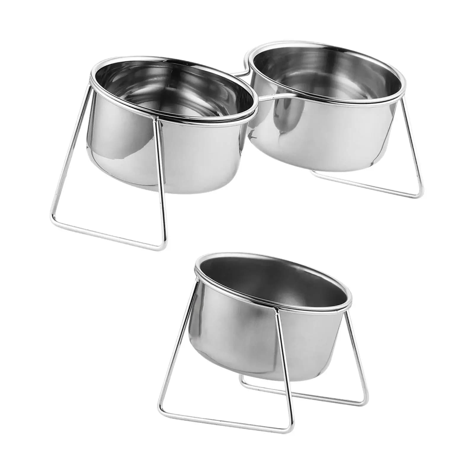 Double Raised Pet Food Water Bowl Stainless Steel Elevated Feeding Dishes for Cats and Puppies Indoor Nonslip Base