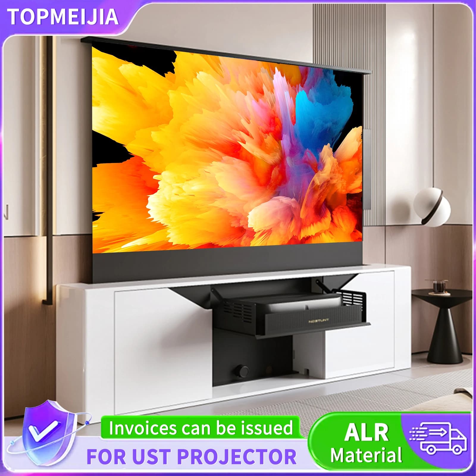 Mobile TV laser serie R30, mobile per proiettore intelligente invisibile, uso domestico, piattaforma telescopica elettrica da 80-88 pollici per proiettore UST