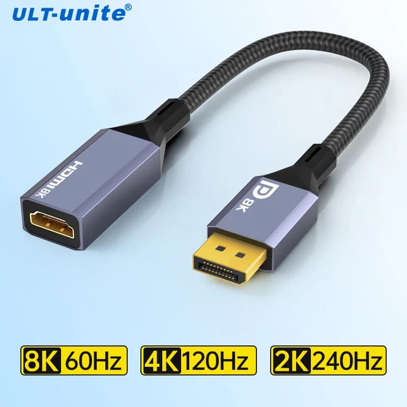 Adattatore Displayport a HDMI Adattatori 8K DP 1.4 a HDMI Maschio a Femmina 8K60HZ 4K120HZ Convertitore Display Port per Dell Lenovo