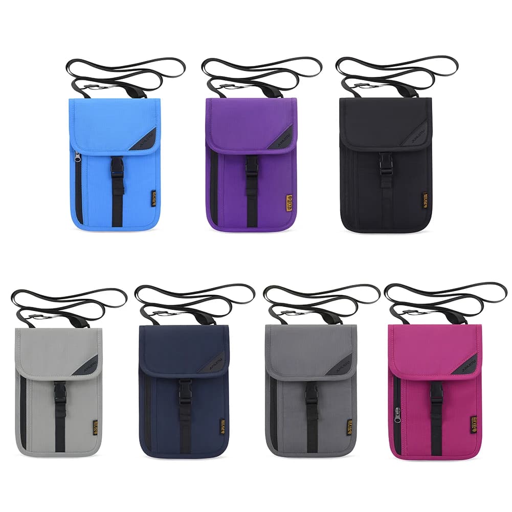 Borse porta passaporto da viaggio impermeabili Porta carte di credito ID RFID in nylon Custodia da collo Portafogli per passaporto multitasche