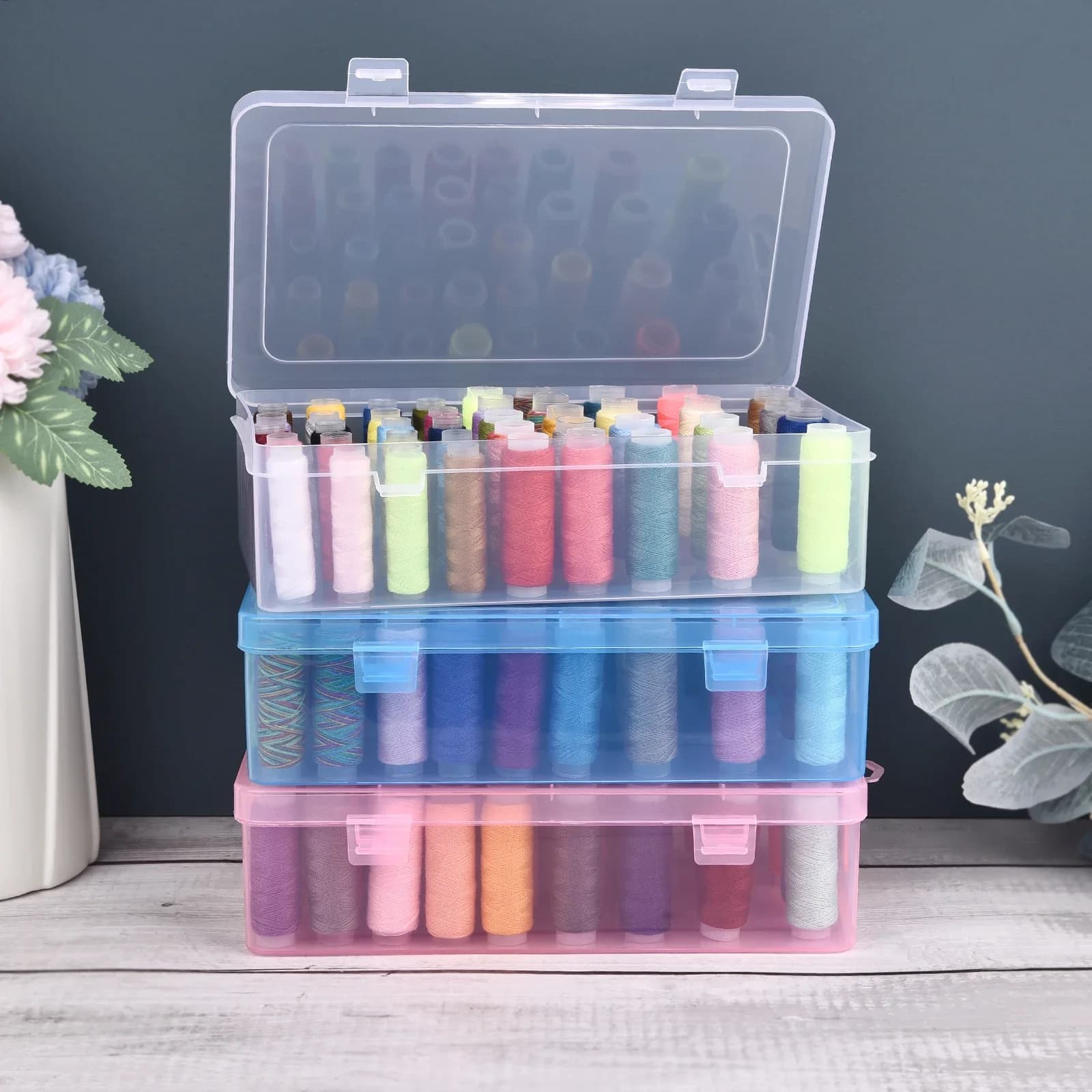 Nuovo 24 Griglie Bobina Organizzatore/42 Assi Fili Per Cucire Scatola Bobine Custodia di Immagazzinaggio Ago Trasparente Per La Casa FAI DA TE Accessori Per Cucire