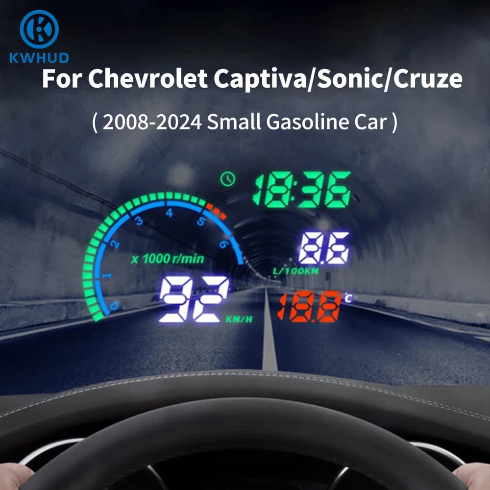KWHUD HUD OBD2 Display Head-Up Proiettore sul Parabrezza per Chevrolet Sonic/Cruze/Captiva/Onix Auto 2008-2024 Tachimetro