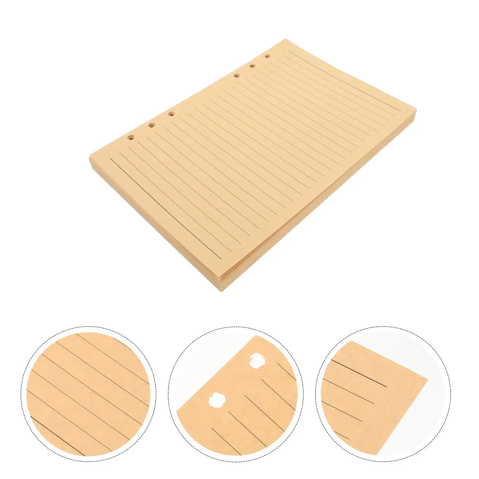 80Sheets A5 Brown Lined Kraft Refill Paper Notebook Insert for Binder Planner Journal Drawing Writing Fountain Pen Friendly