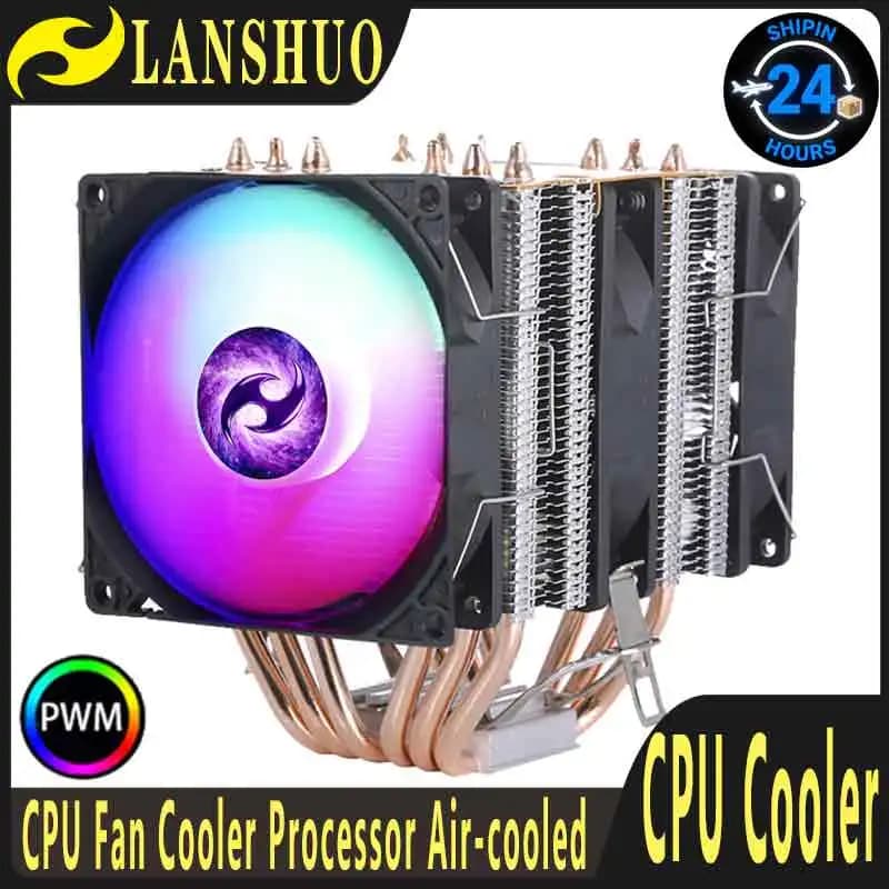 Dissipatore CPU LANSHUO Twin Towers a 6 heatpipe compatibile con processori LGA115x 1200 1700 1851 2011 2066 AM4 AM5 X99 E5 i3 i5 i7 i9