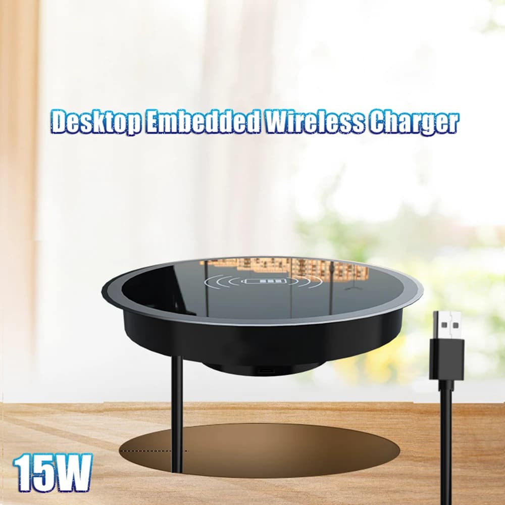 Built-in 100 W wireless table charger for iPhone 16 15 14 13 12 Samsung Huawei Xiaomi Oppo Fast inductive charge for phone