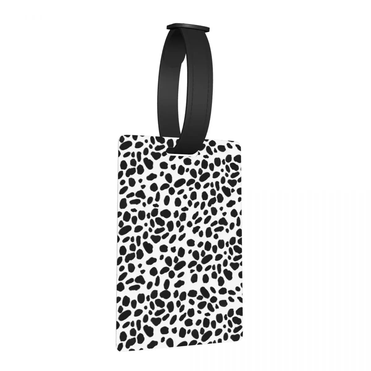 Etichette per Bagagli con Stampa di Macchie Dalmata Bianche e Nere, Accessori per Valigie, Etichetta per Bagaglio da Viaggio, Porta Etichetta ID
