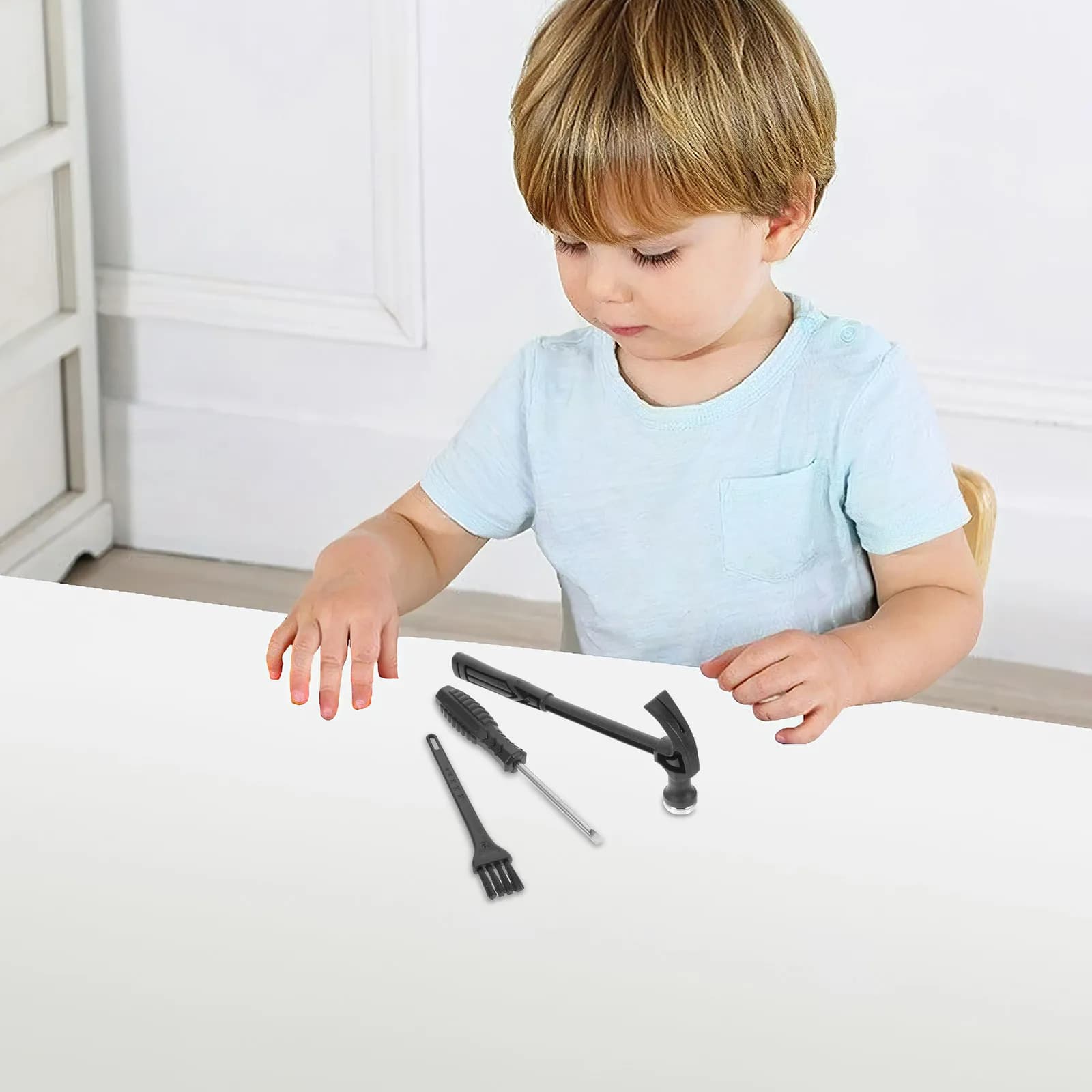 Set di 3 Attrezzi per Scavo per Bambini, Kit Educativo con Martello, Scalpello e Spazzola in Plastica, Regalo per lo Sviluppo della Coordinazione Occhio-Mano e della Logica