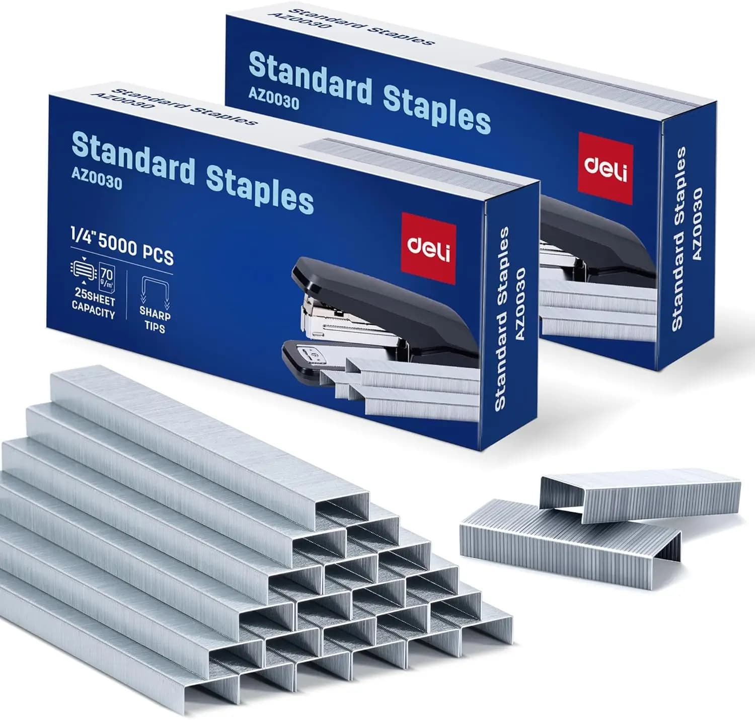 10000 Staples for Standard Desktop Staplers, 1/4'' Length, 210/Strip, 2 Boxes of 5000 Each