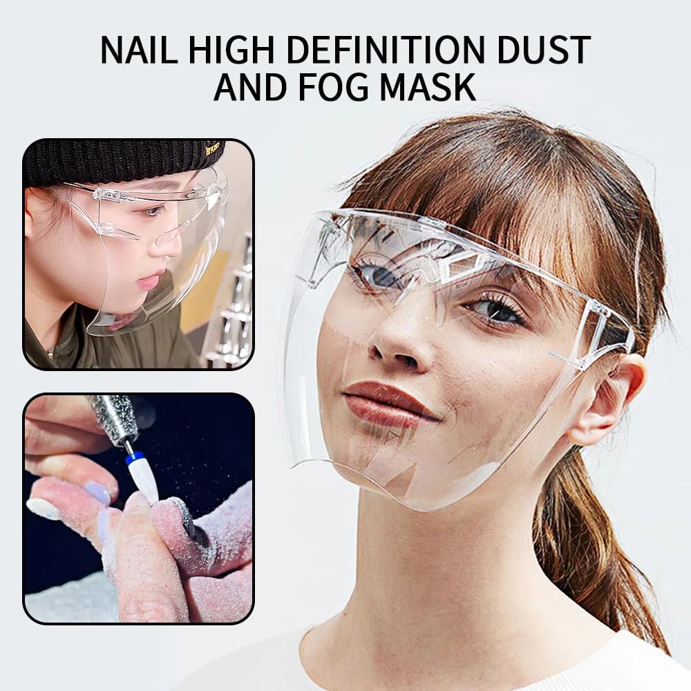 1 Pezzo Maschera Protettiva Integrale Trasparente Antiappannamento e Antispruzzo ad Alta Definizione, Occhiali Protettivi ad Alta Trasparenza, Strumento per Nail Art