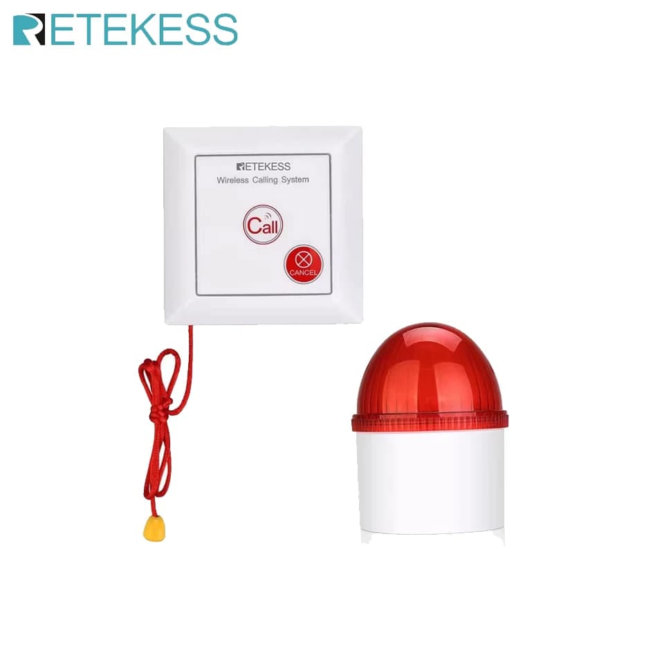 Retekess TH103 Career Seekers Stroboscopic Alarm Call System Waterproof Shooting Corda Call Button Domestic Security for Senior Patients