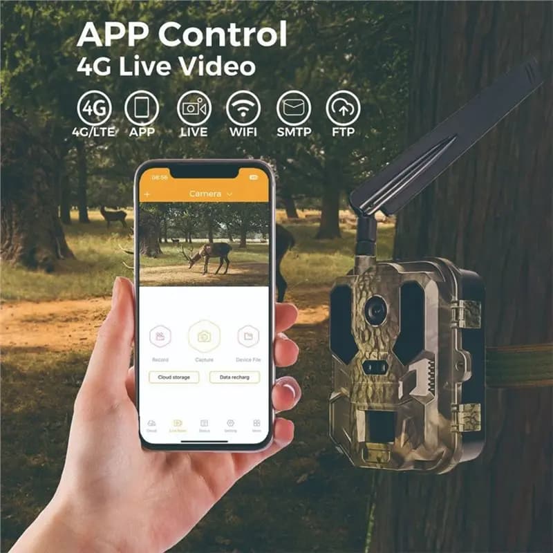 Y47A Outdoor 4G 120MP 4K Live Show Wildlife Camera Hunting Photo Trap for Cam Phone App Waterproof Night Vision Motion Sensor