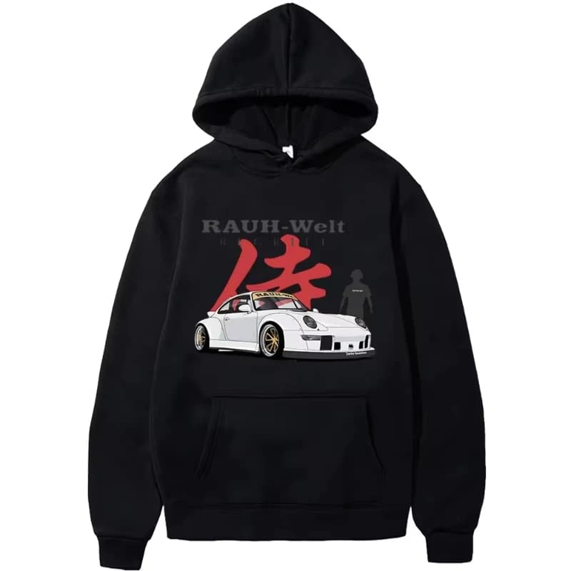 2025 Autumn/Winter car modification culture printed hooded sweatshirt loose and casual men's and women's sportswear top
