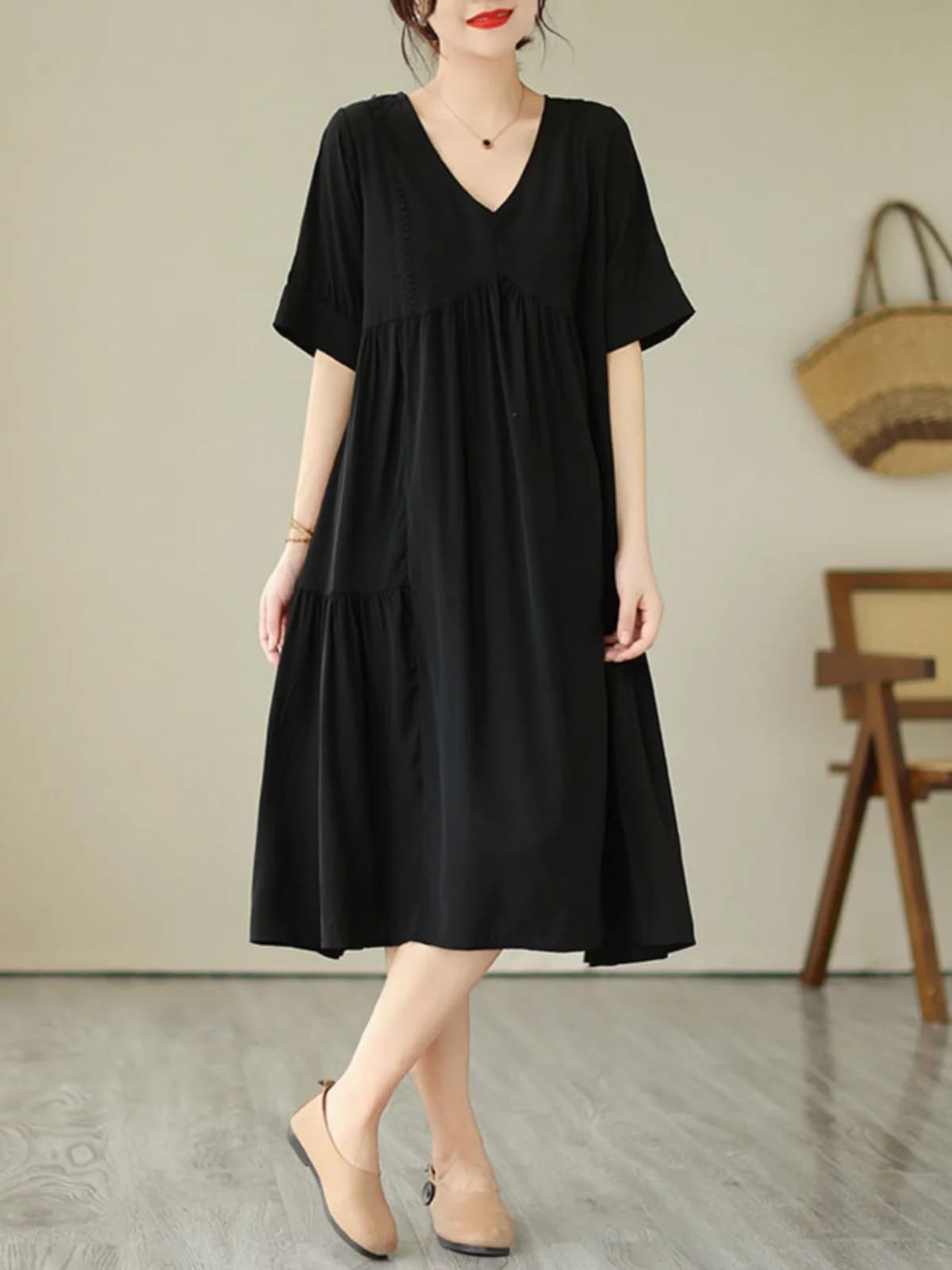 Ele V-Ne Abito lungo dr oversize che nasconde l'abito snellente Bell Sve Midi Dr Retro Sle Gonna a trapezio Summer Faion