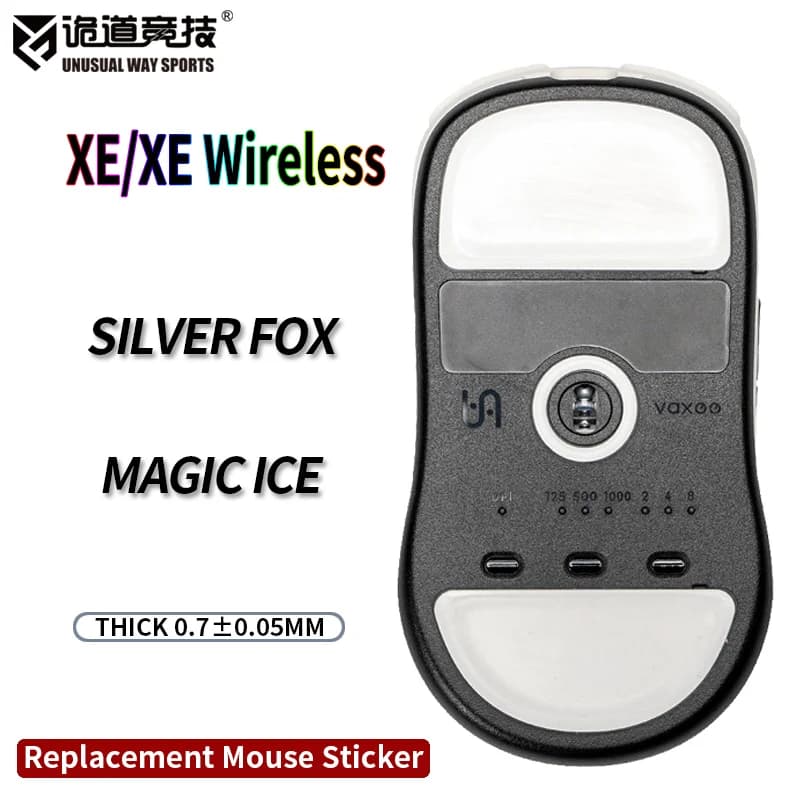 InsolitoWaySports Mouse Pattini Piedi VAXEE XE Superficie ribaltabile wireless PTFE Anti collasso Magic Ice Black Silver Fox